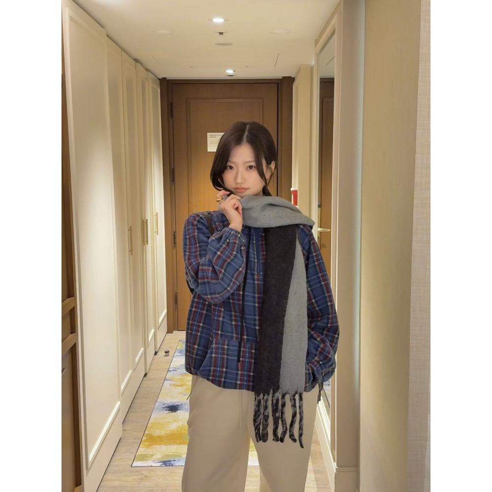 雙面拼色扭結羊毛圍巾🐑🧣-規格圖10