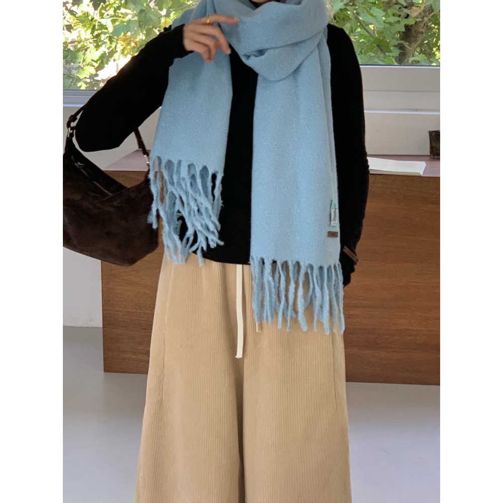 🇰🇷15%Cashmere羊毛15色素色圍巾🐑-細節圖5