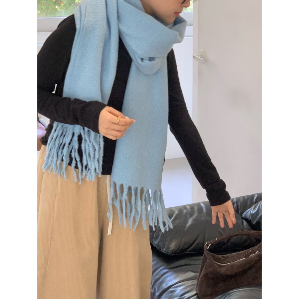 🇰🇷15%Cashmere羊毛15色素色圍巾🐑-細節圖6