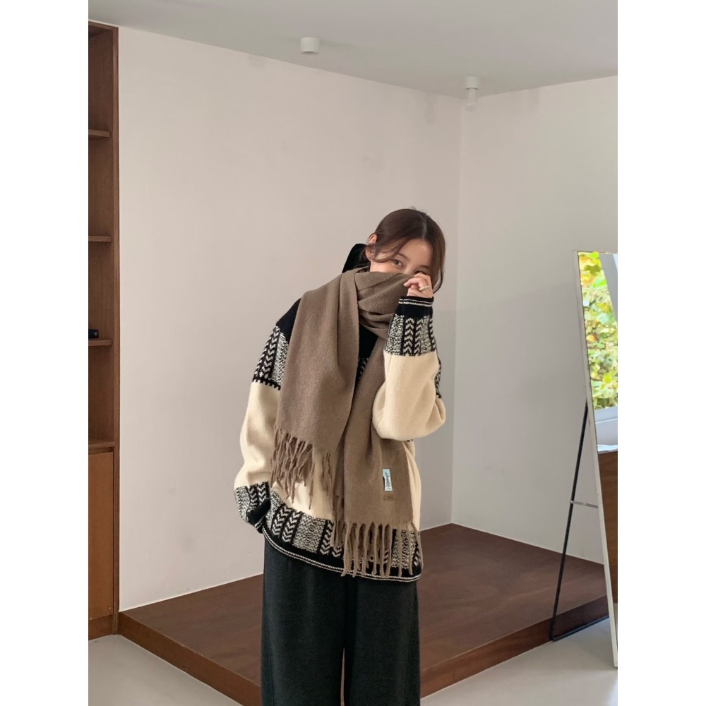 🇰🇷15%Cashmere羊毛15色素色圍巾🐑-細節圖9
