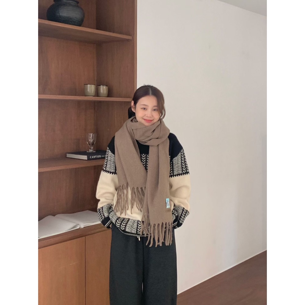 🇰🇷15%Cashmere羊毛15色素色圍巾🐑-細節圖10