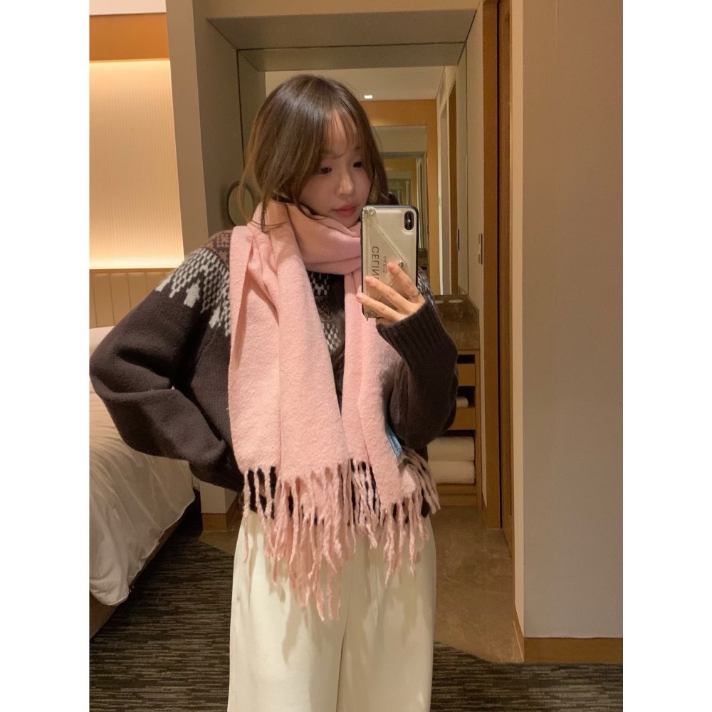 🇰🇷15%Cashmere羊毛15色素色圍巾🐑-規格圖11
