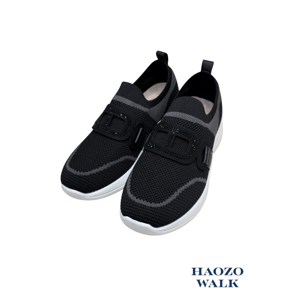 【好走鞋室】現貨當日出 女款水鑽釦彈力襪套鞋 超輕量健走鞋 透氣休閒鞋 休閒鞋 懶人鞋 運動鞋 健走鞋-細節圖2