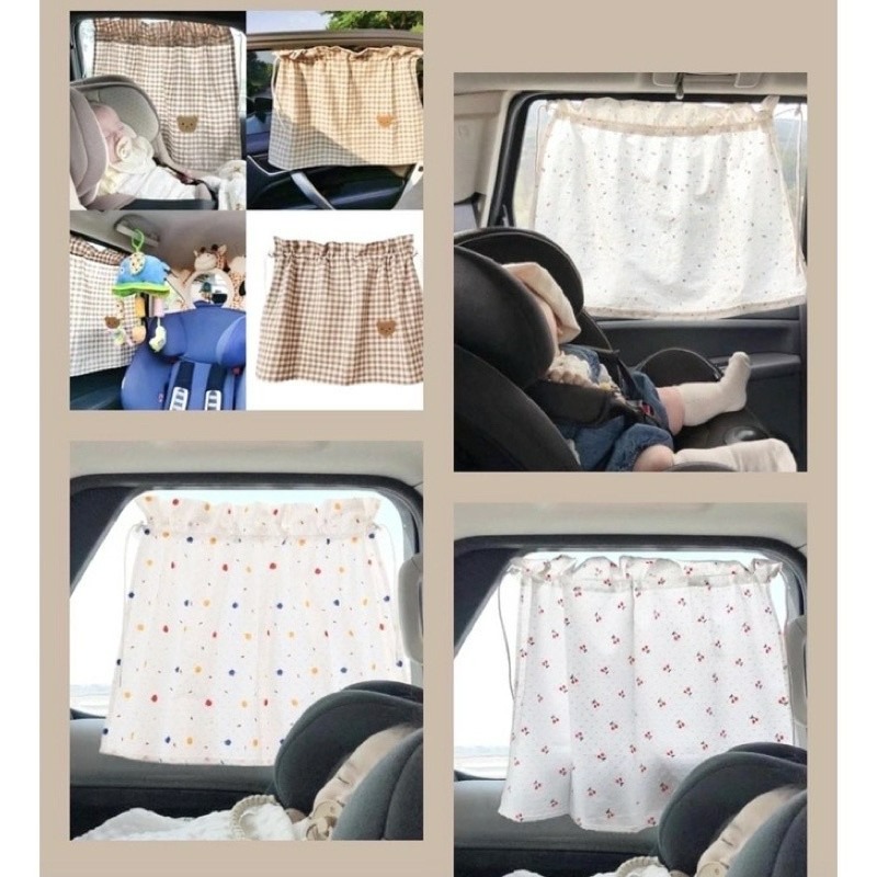 【台灣現貨 12H快速出貨】 小熊格紋吸盤遮陽簾 汽車遮陽簾 兒童遮陽簾  車用遮陽簾 汽車窗簾 遮陽 CCBABY-細節圖3