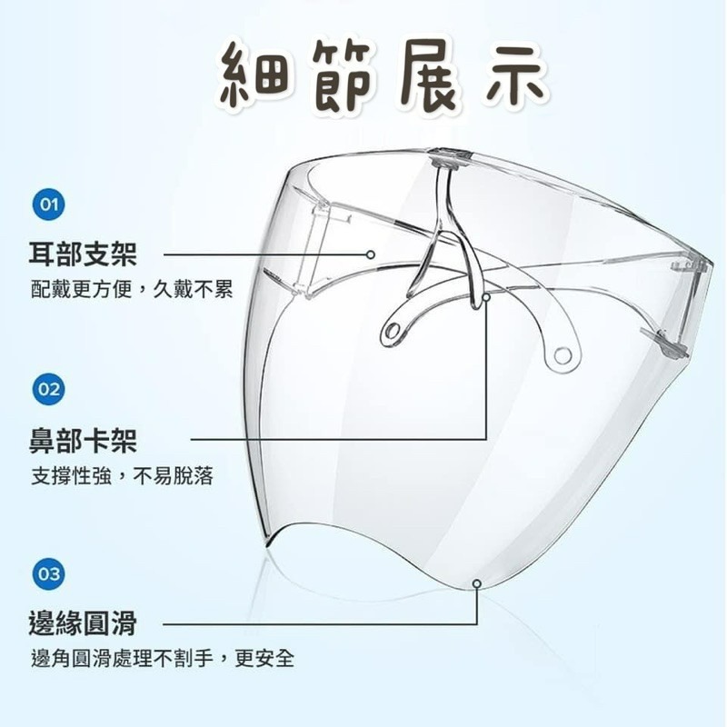 【現貨】全方位防飛沫透明防護罩 不起霧防護罩 護目鏡 防疫面罩 防疫必備 透明護目鏡-細節圖2