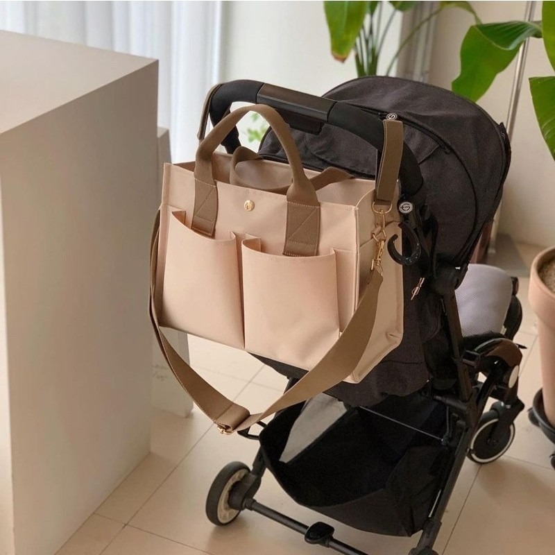 【台灣現貨 12H出貨】百搭大容量媽媽包 手推車掛包  帆布包女 大容量 手提包托特包 多功能手提媽媽包外出單肩斜挎-細節圖5