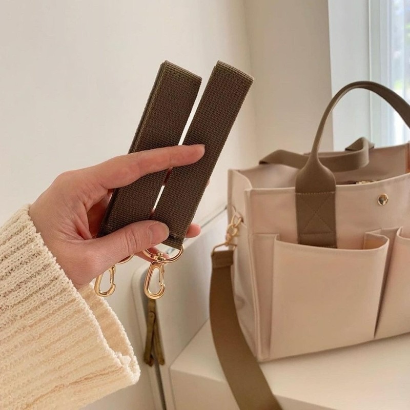 【台灣現貨 12H出貨】百搭大容量媽媽包 手推車掛包  帆布包女 大容量 手提包托特包 多功能手提媽媽包外出單肩斜挎-細節圖6