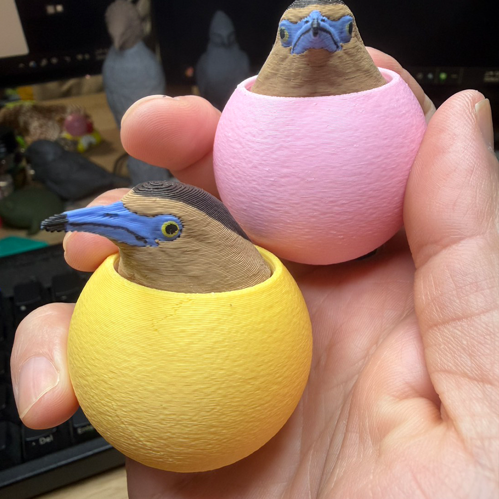 【印活物】黑冠麻鷺-地瓜球版 3D列印 按壓鑰匙圈-細節圖4