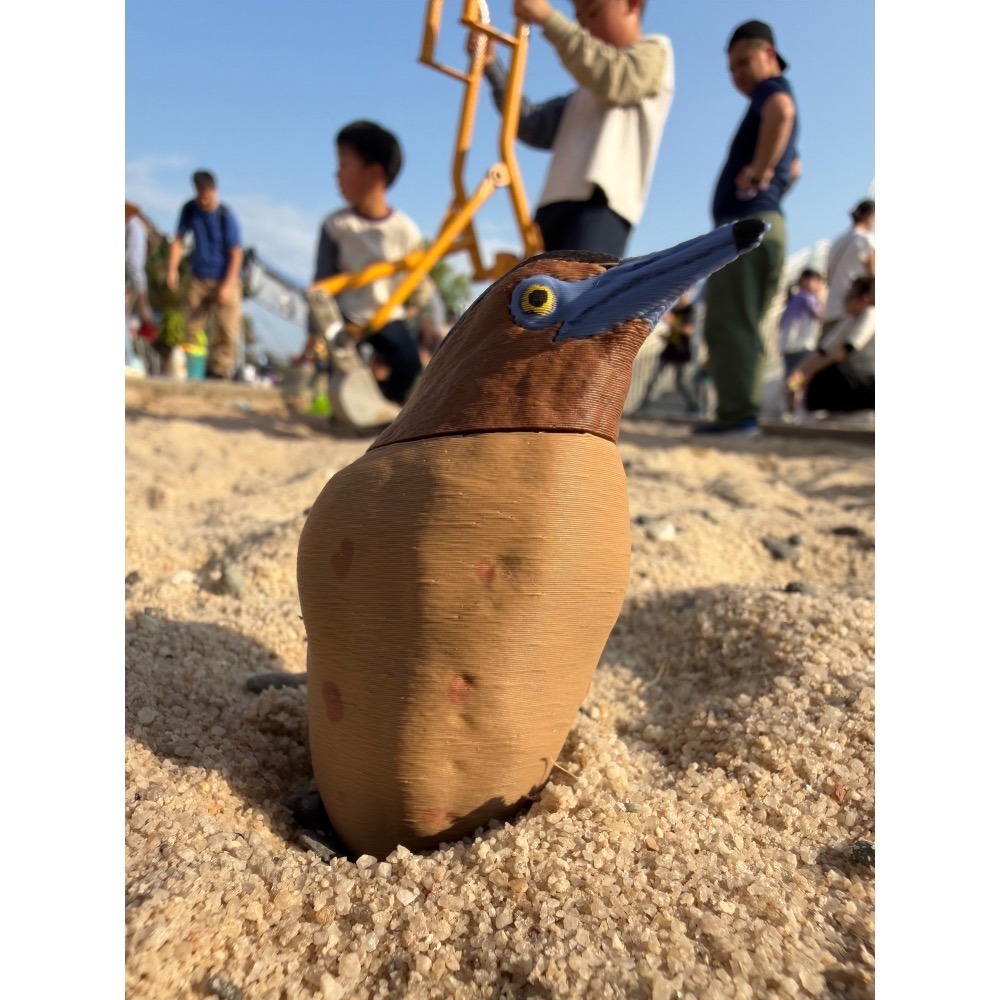 【印活物】黑冠麻鷺-地瓜版 3D列印 鑰匙圈-細節圖2