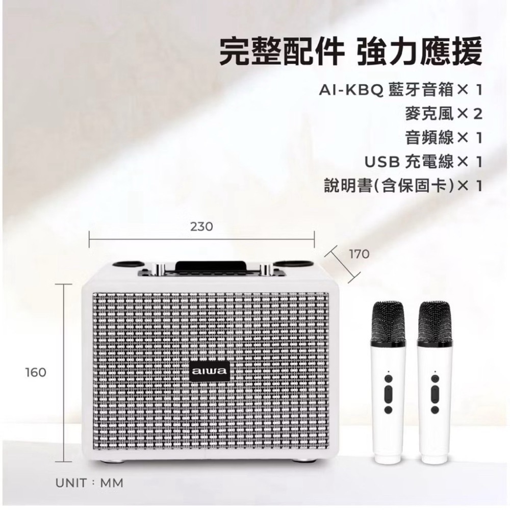 公司貨 全新品 AIWA 愛華 K歌音箱 AI-KBQ20 卡啦ok 喇叭 K歌喇叭 無線喇叭 藍牙喇叭-細節圖7