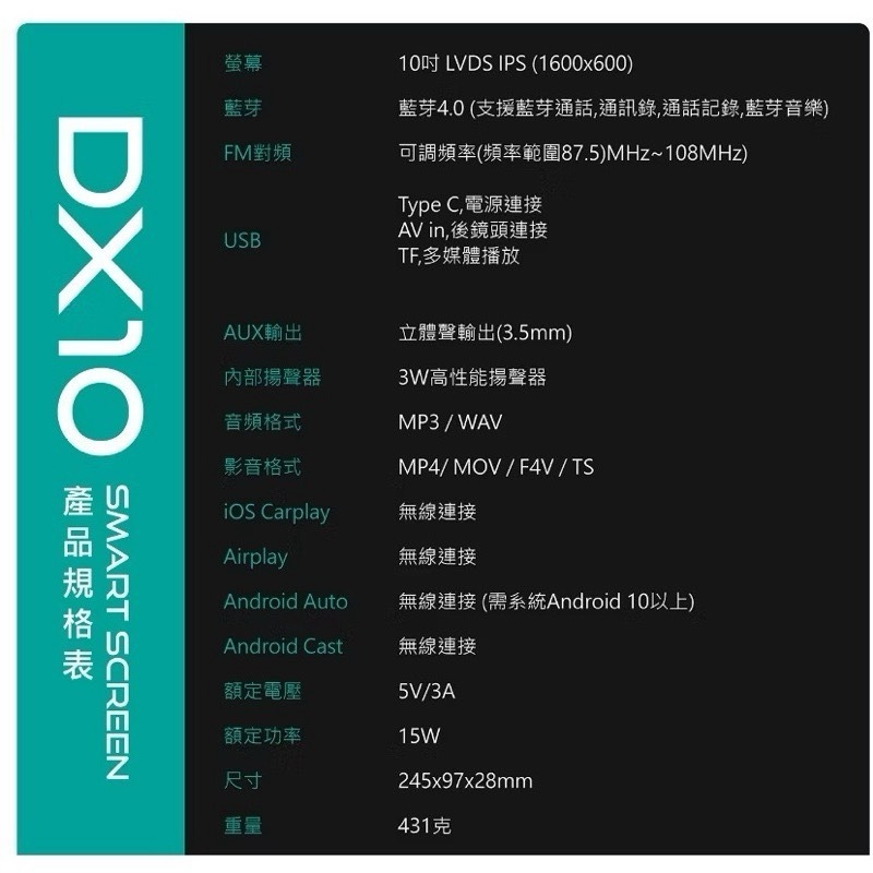 CORAL RX10/DX10 10吋CarPlay AndroidAuto 導航機 手機投屏-細節圖6