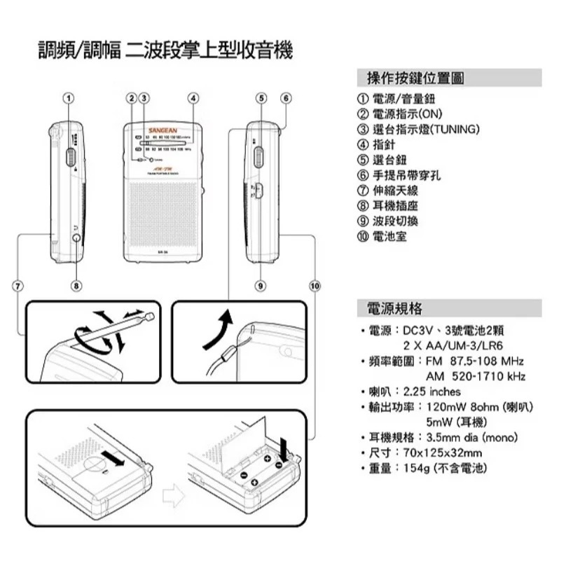 SANGEAN 山進 SR-35 公司貨 保固一年 雙波段 二波段掌上型收音機 接收清晰-細節圖5