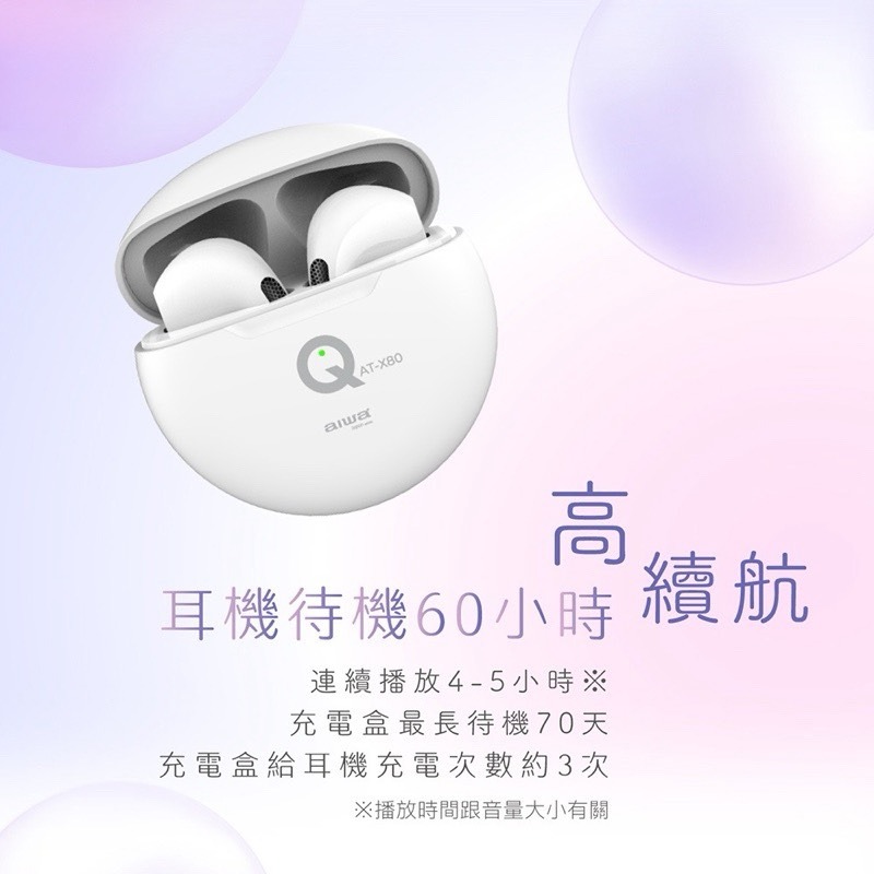 AIWA 愛華 無線藍牙耳機 AT-X80Q (粉/白/黑)-規格圖5