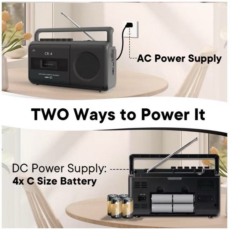 藍牙手提音響 TR-641 CR-4 卡帶 (藍牙) 防災收音機 喇叭 錄音 跟讀 復讀學習機 USB互轉錄卡帶-細節圖6