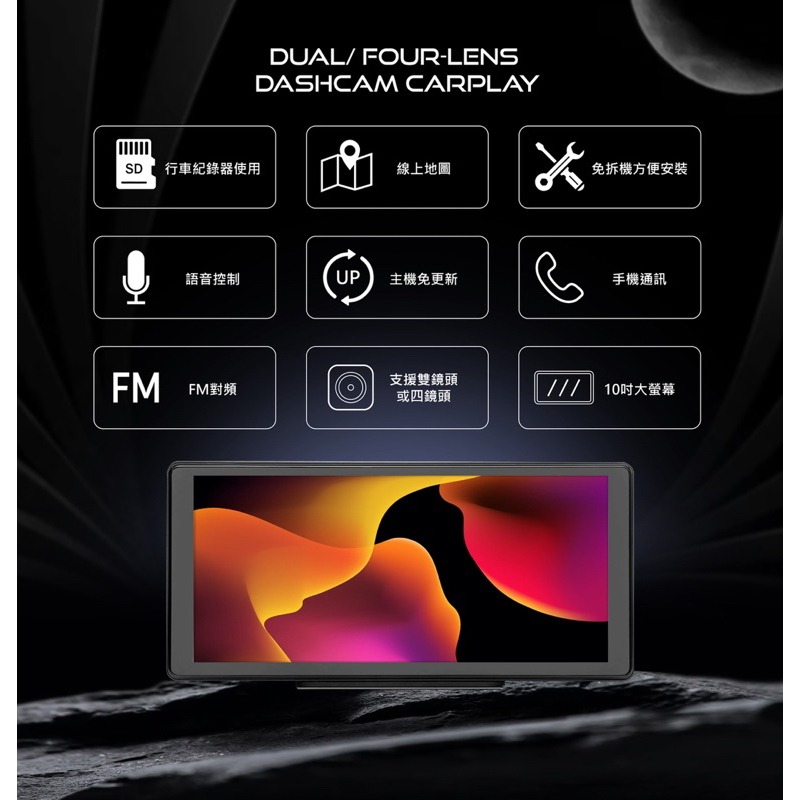 Coral R10 雙鏡頭/ 四鏡頭 GPS 10.36吋 行車紀錄器 可攜式 CarPlay 導航機 鏡像投屏-細節圖3