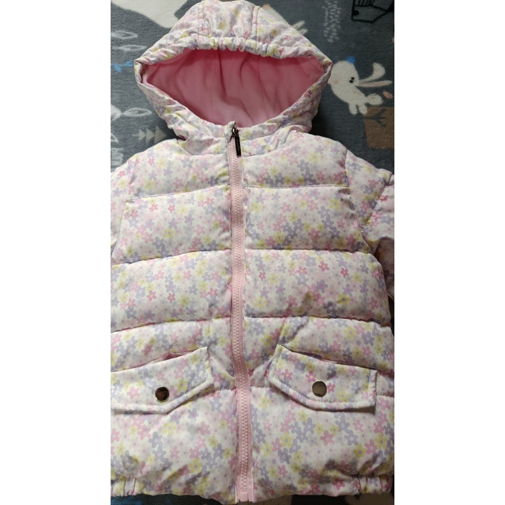 二手女童花朵加絨外套近全新-細節圖2