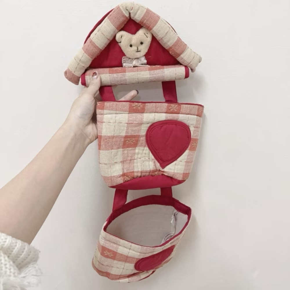 G41箱 昭和 房子🏠 收納袋 布藝掛袋 早期 復古 懷舊 擺飾 童趣 可愛-細節圖2