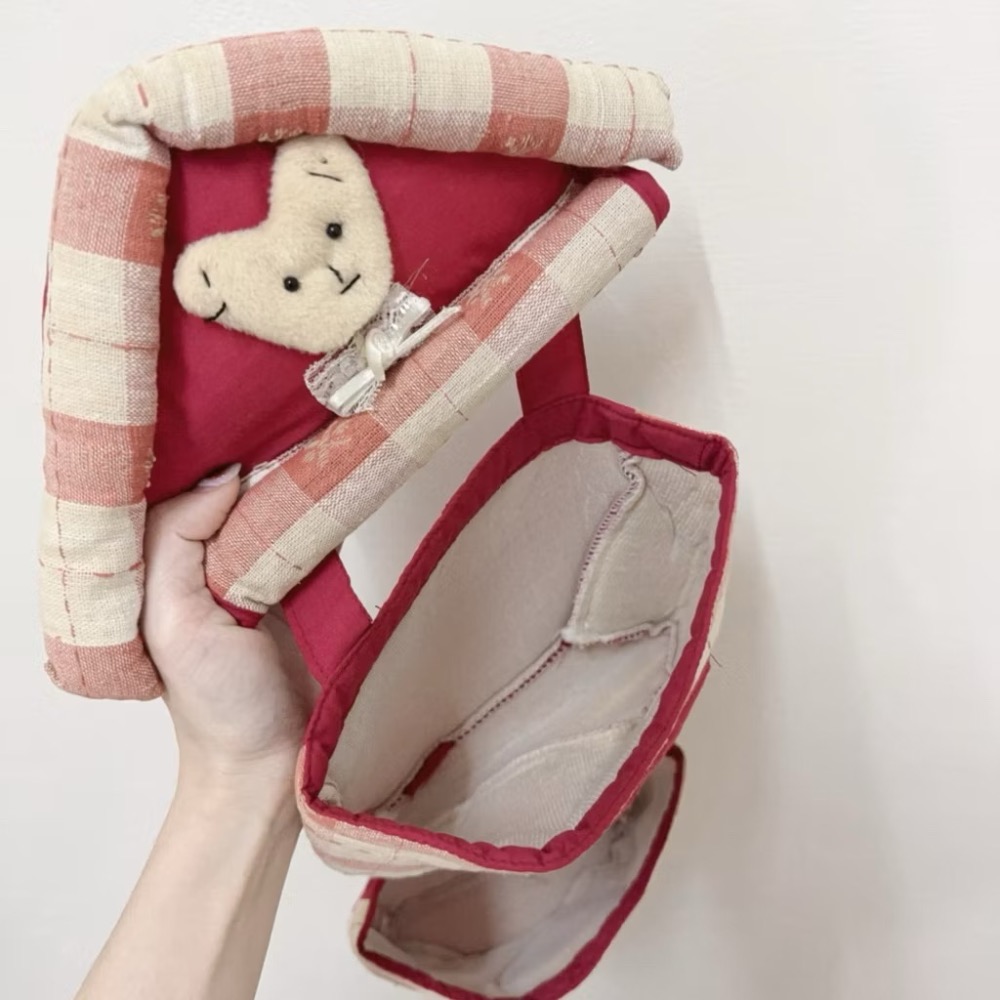 G41箱 昭和 房子🏠 收納袋 布藝掛袋 早期 復古 懷舊 擺飾 童趣 可愛-細節圖8