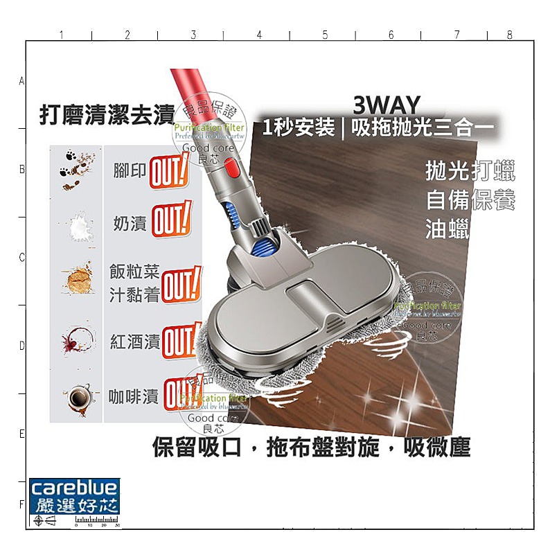 適用於戴森dyson無線吸塵器電動乾濕 清潔 拖把 打臘 電動吸頭 適配V7/V8/V10/V11 V6 DC58-細節圖2