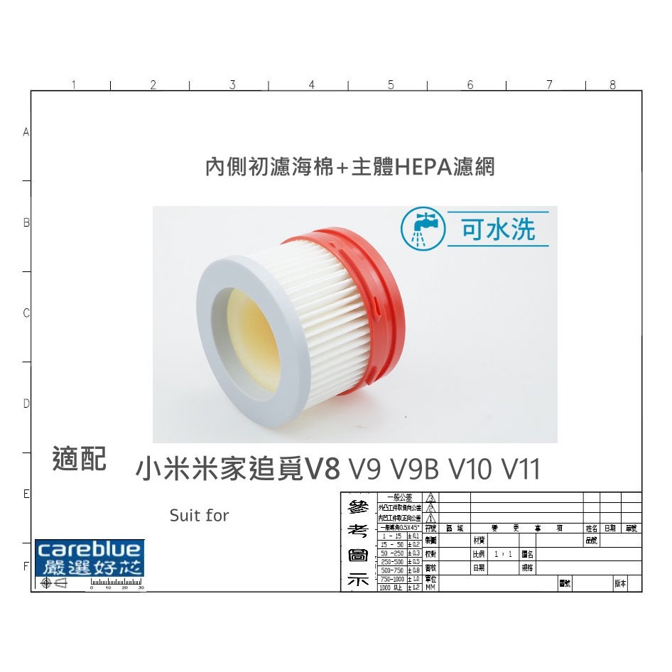 適配 米家 追覓 V8 V9 V9B V10 手持吸塵器配件 hepa 濾網 濾芯 滾刷 地刷 配件 另有電動拖把頭-細節圖2