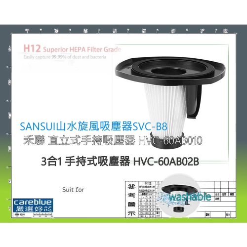 濾網 適用 SANSUI 山水旋風吸塵器 SVC-B8