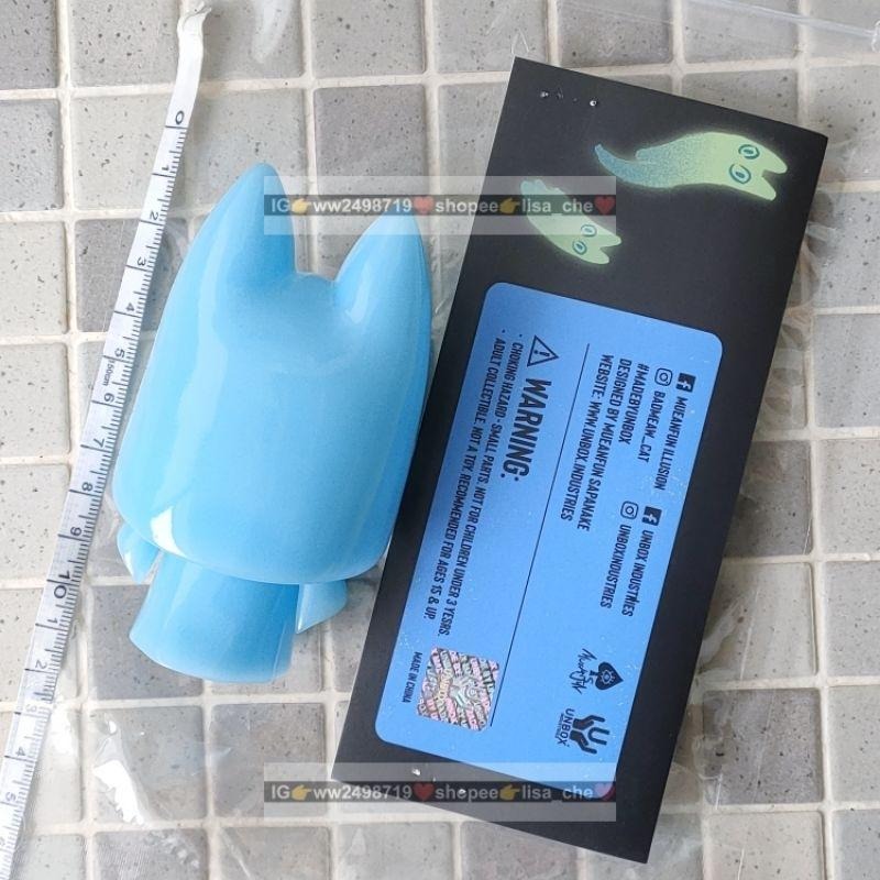 現貨 UNBOX 設計師玩具 BAD MEAW 軟膠 蝙蝠貓 女巫貓 修女 鬼修女 藍色 夜光 限定 公仔 泰國-細節圖2