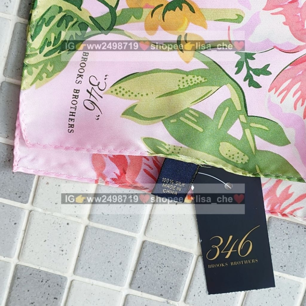 現貨 346 brooks brothers 布克兄弟 scarf collection 絲巾 粉色 花朵 領巾 披肩-細節圖2