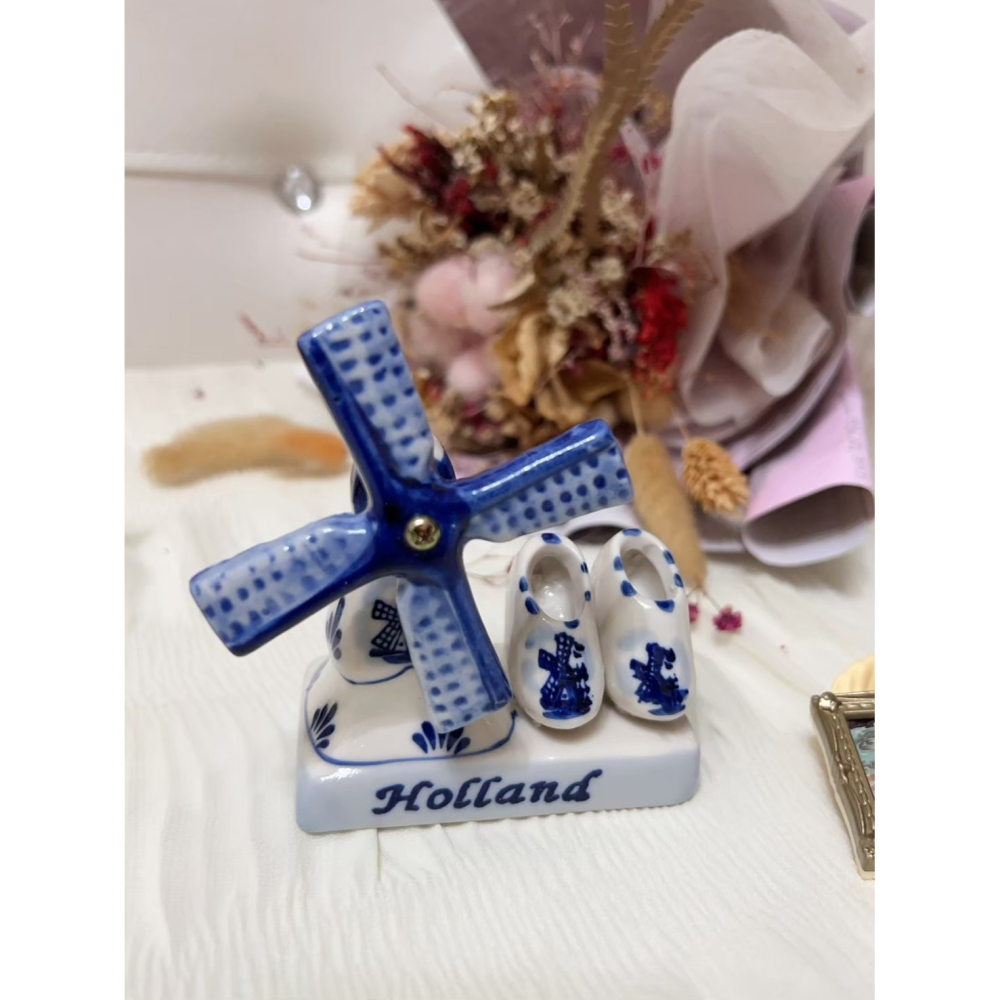 【經典荷蘭】正統 Blue Delft 手繪藍瓷風車 ── 迷你木鞋裝飾、絕美擺飾-細節圖2