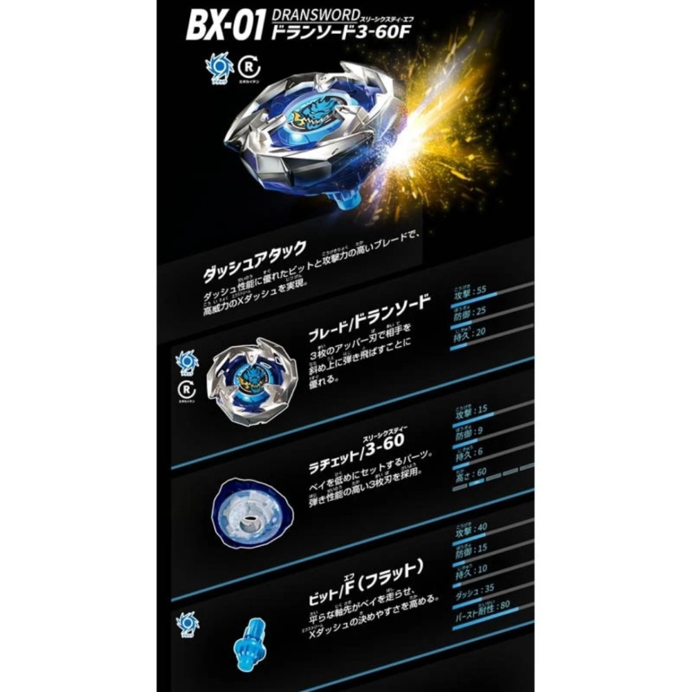 玩具研究中心 現貨N TAKARA BEYBLADE X 戰鬥陀螺 BX-01 蒼龍神劍 3-60F 台灣QR扣-細節圖7