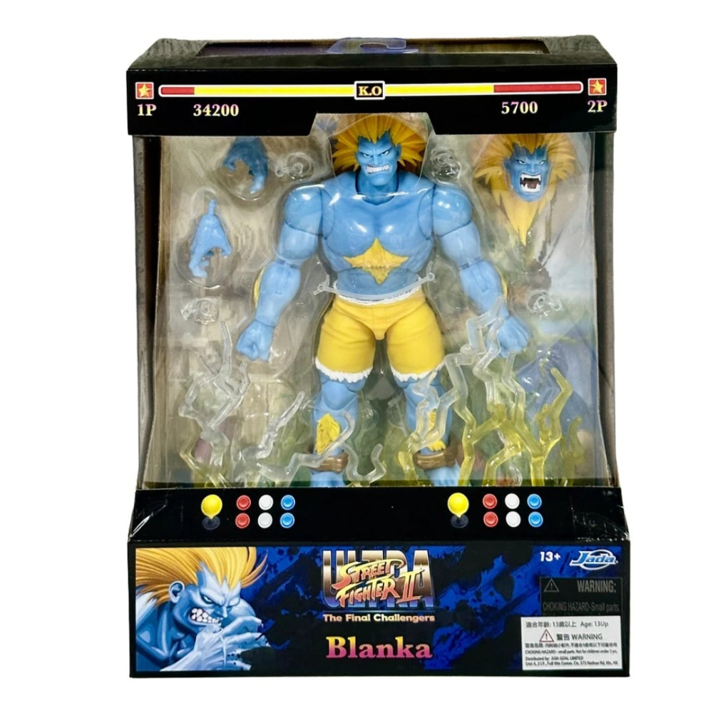 玩具研究中心 現貨K JADA 6吋 快打旋風 Blanka 布蘭卡 青狼 Player 2 藍色版 可動公仔-細節圖2