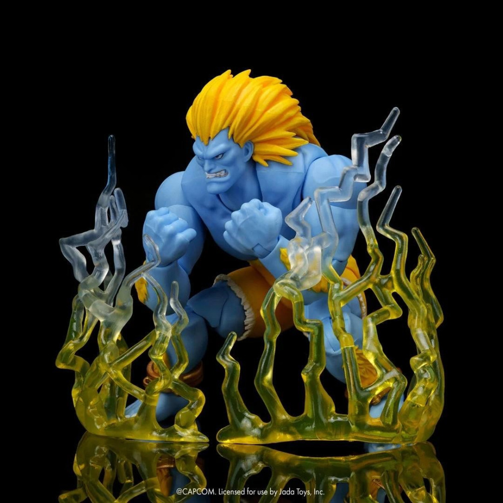 玩具研究中心 現貨K JADA 6吋 快打旋風 Blanka 布蘭卡 青狼 Player 2 藍色版 可動公仔-細節圖6