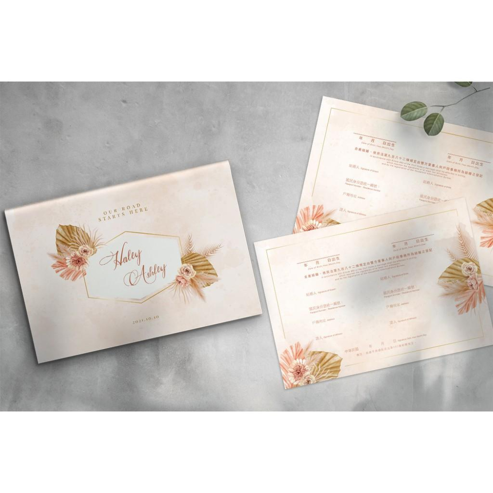 結婚證書夾 -橫式書約夾 精裝版結婚證書 一輩子的結婚禮物  ( 結婚登記用 結婚書約收藏夾) 【美好設計】-細節圖4