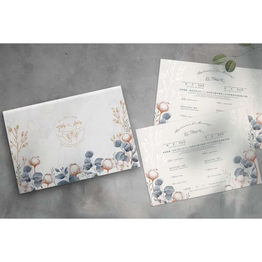 結婚證書夾 -橫式書約夾 精裝版結婚證書 一輩子的結婚禮物  ( 結婚登記用 結婚書約收藏夾) 【美好設計】-細節圖3