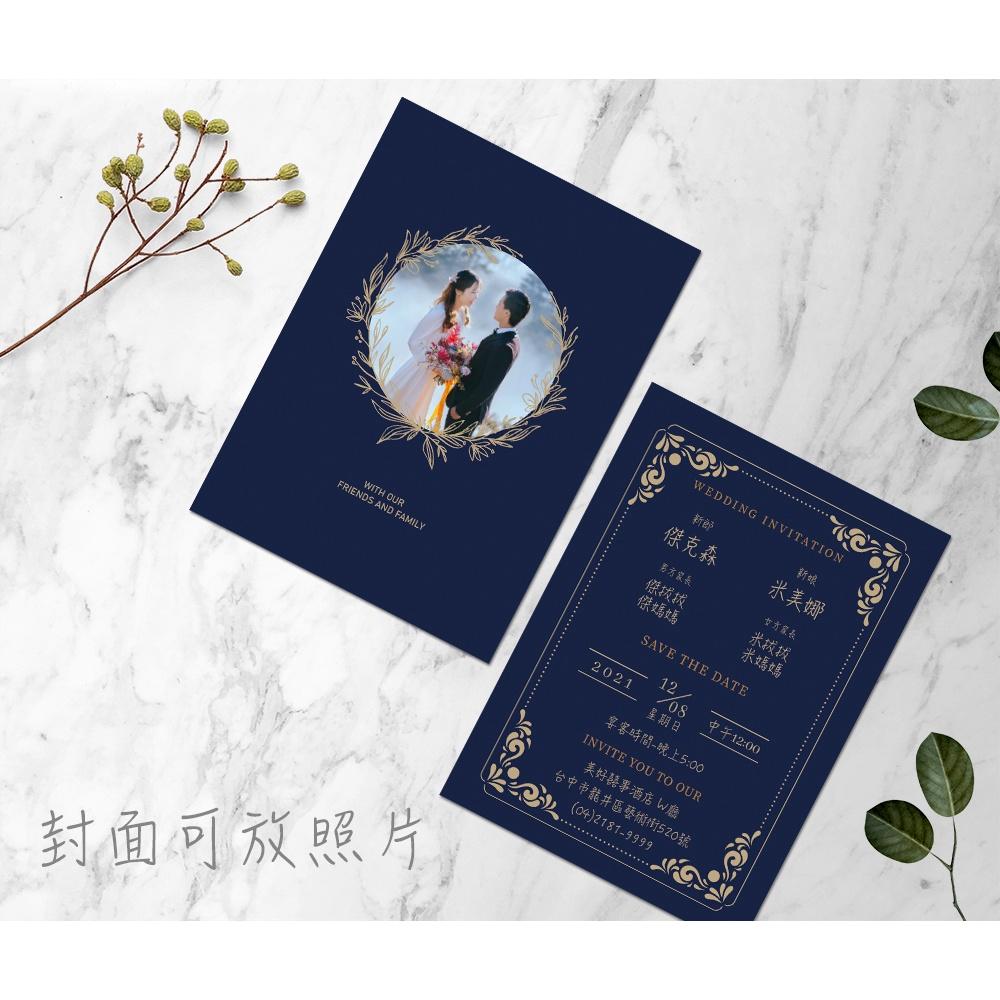 西式喜帖-簡約風格 藍色系 / 可少量印製 可放婚紗照 韓式喜帖-明信片式喜帖-max美好設計-細節圖2