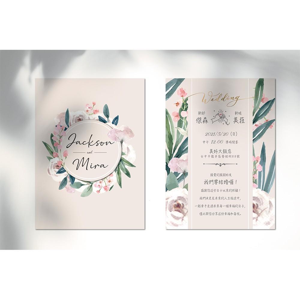 西式喜帖-韓式設計 粉紅色系 / 可少量印製 可放婚紗照 韓式喜帖-明信片式喜帖-max美好設計-細節圖3