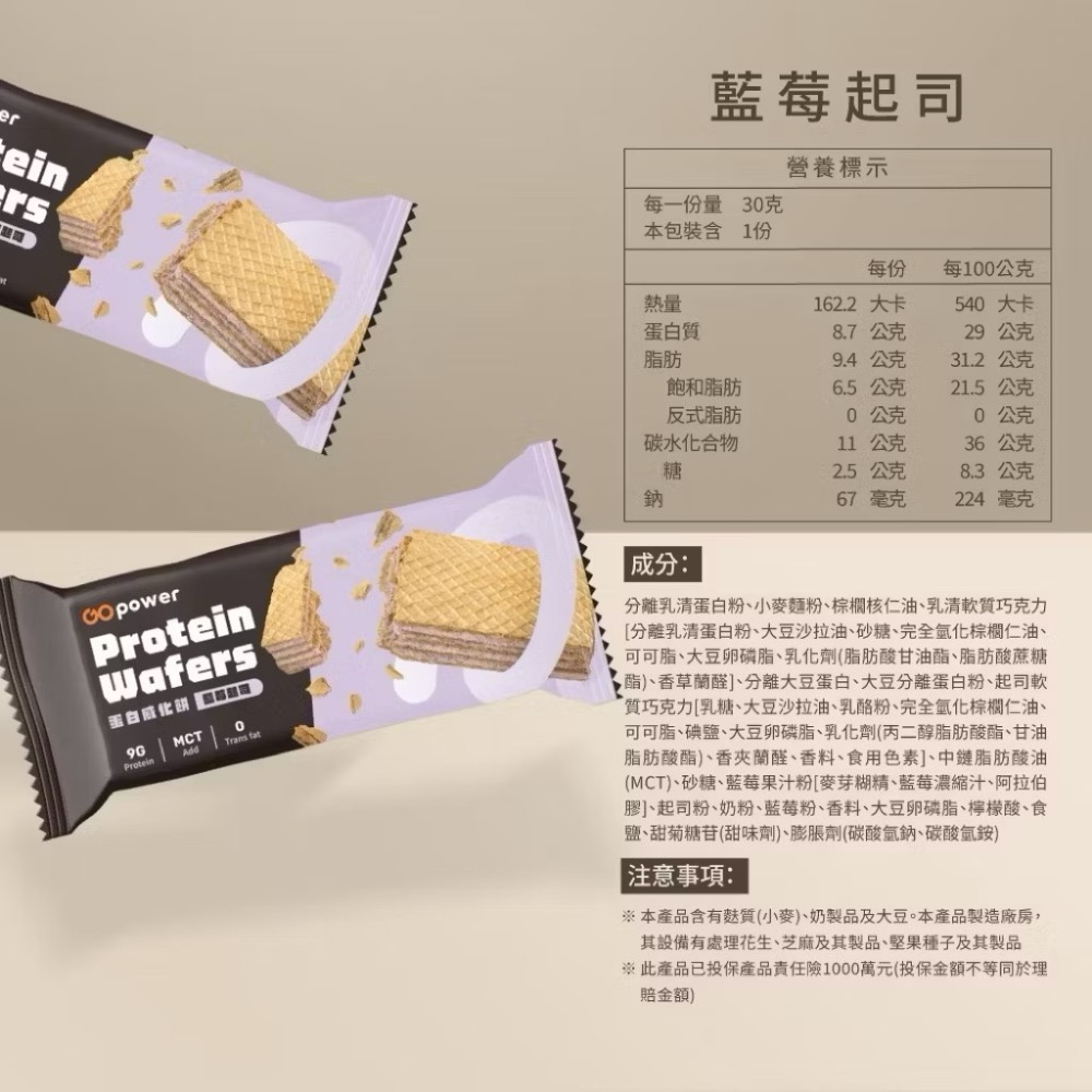 隔日到貨 果果能量蛋白威化餅 好吃又不餓肚子 巧克力 藍莓 單個/整盒 販售-細節圖6