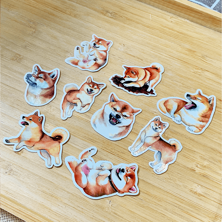 柴犬水彩風 貼紙包A款-細節圖2