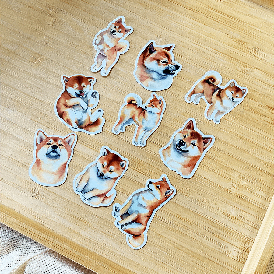 柴犬水彩風 貼紙包B款-細節圖2