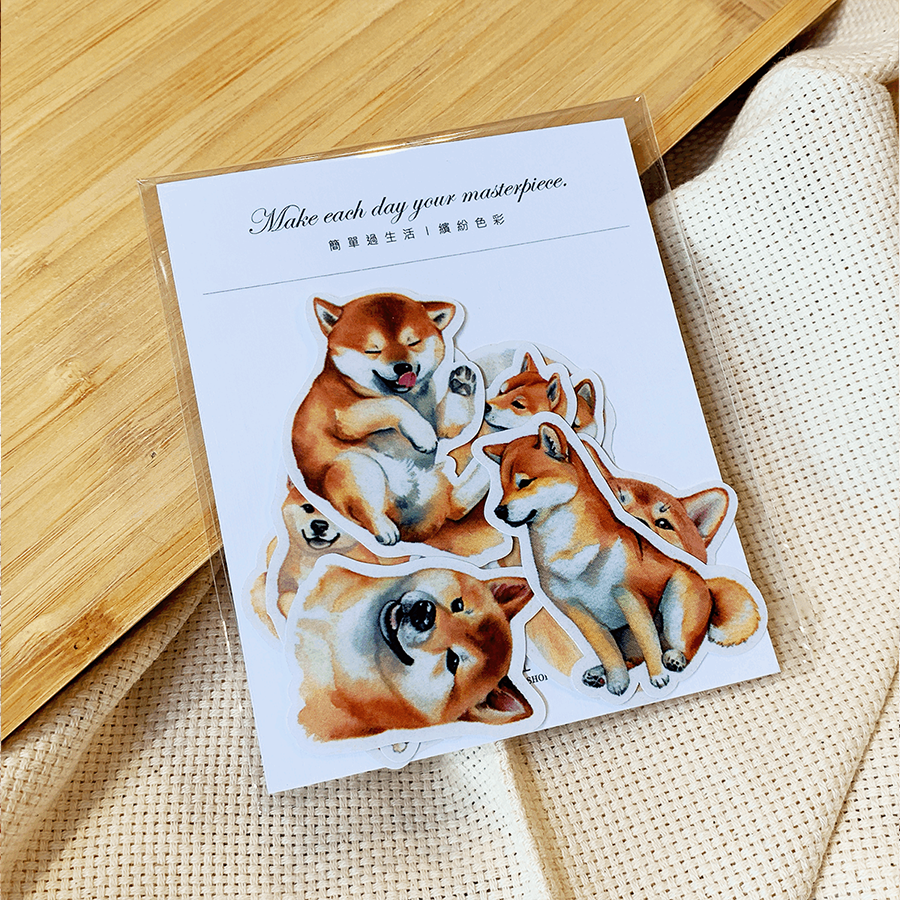 柴犬水彩風 貼紙包B款-細節圖3