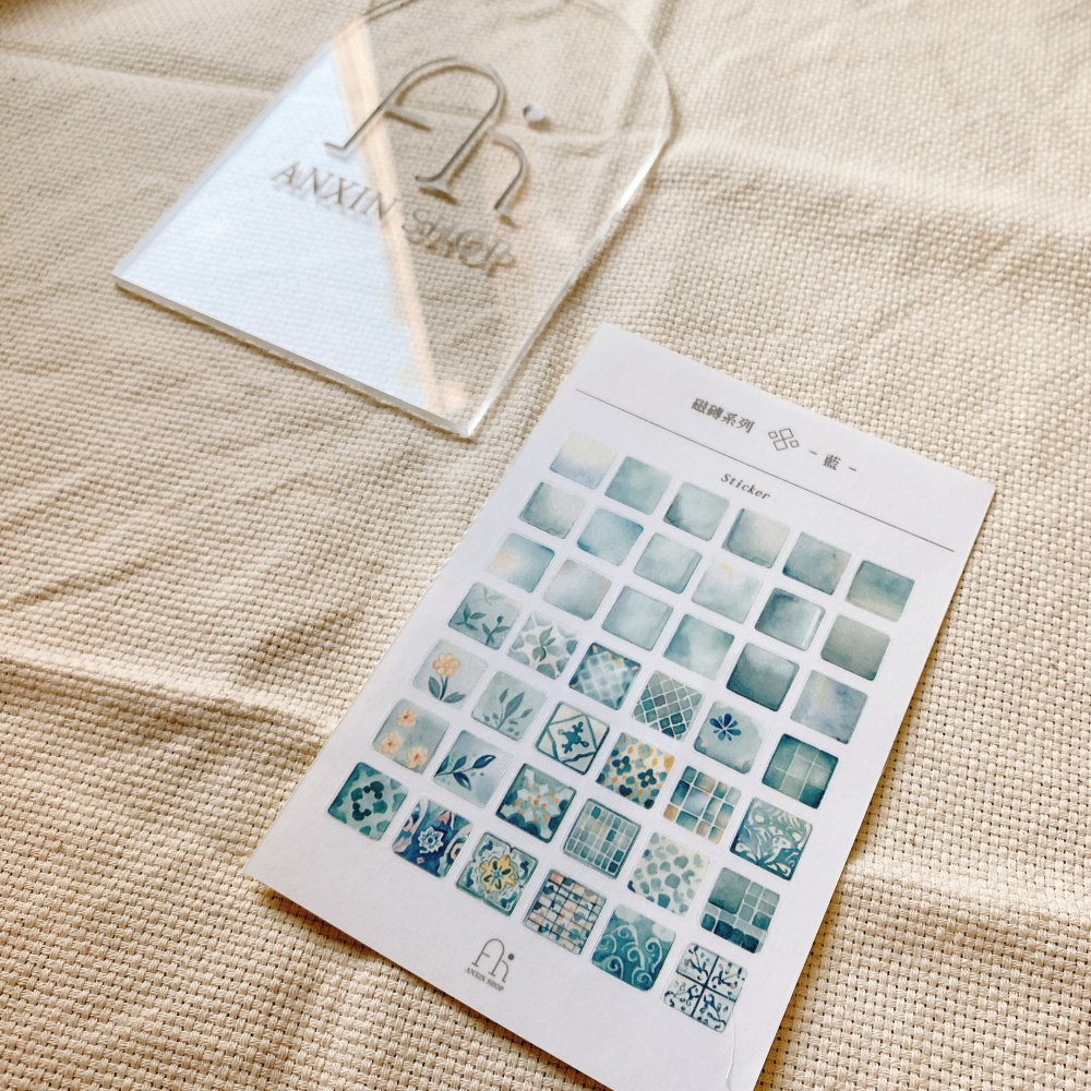 磁磚系列-藍粉橘三色 貼紙-細節圖2