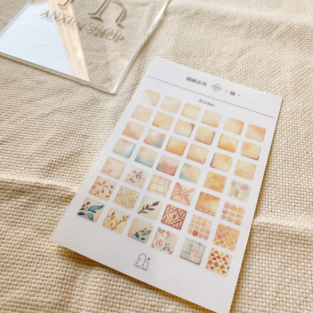 磁磚系列-藍粉橘三色 貼紙-規格圖5