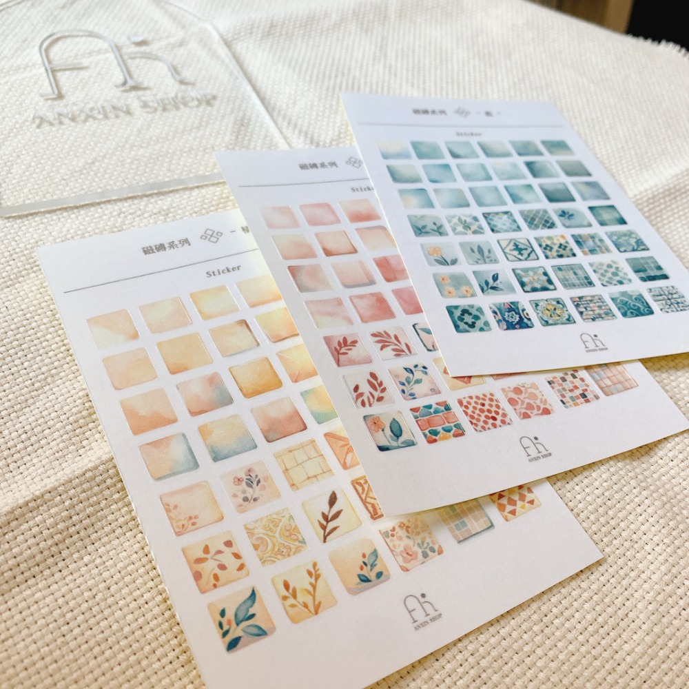 磁磚系列-藍粉橘三色 貼紙-規格圖5