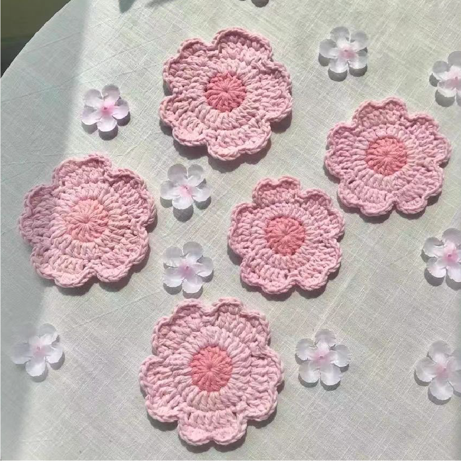 手工櫻花針織杯墊-細節圖4