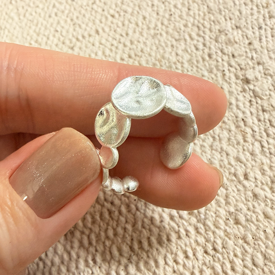 （限量）不規則圓勺燒白戒指-細節圖2