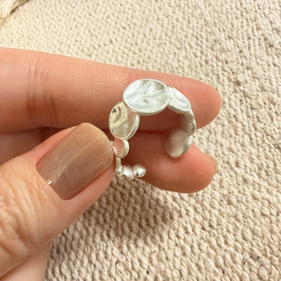 （限量）不規則圓勺燒白戒指-細節圖3