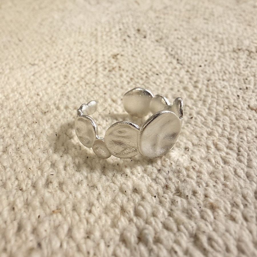 （限量）不規則圓勺燒白戒指-細節圖4