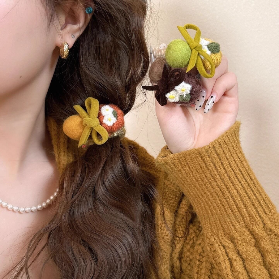 南瓜毛線 秋冬氣質髮圈-細節圖7