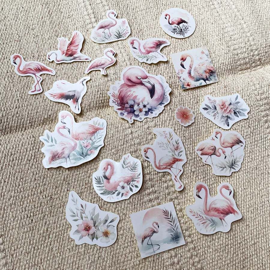 紅鶴 水彩風格貼紙包18張-細節圖2