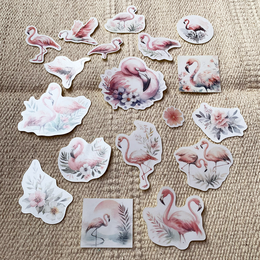 紅鶴 水彩風格貼紙包18張-細節圖3