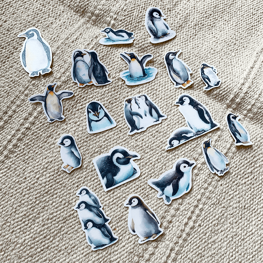 企鵝 水彩風格貼紙包18張-細節圖3